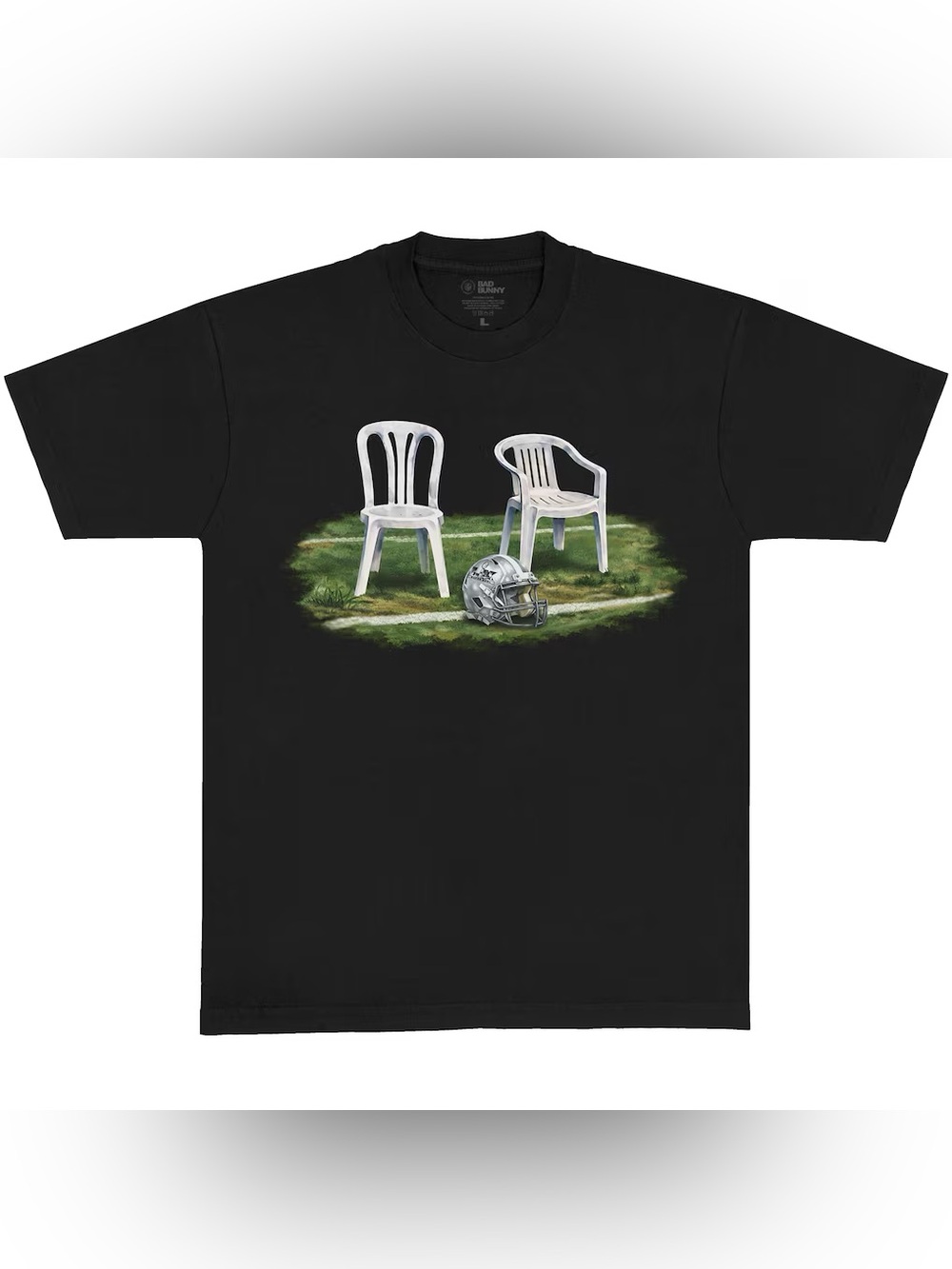 Bad Bunny x Super Tazón Chairs Tee NFL Collab Size Large NWT